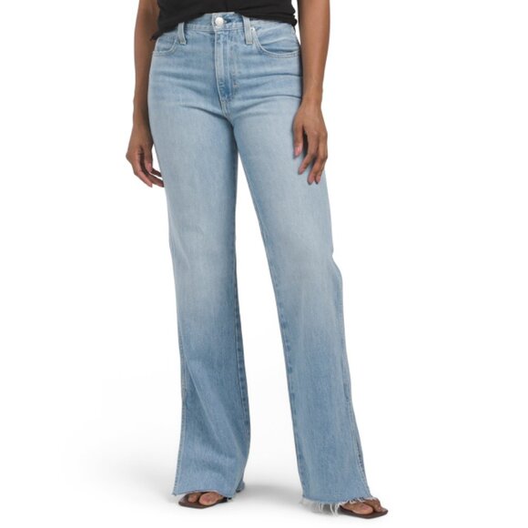 AMO DENIM Light Wash Made In Usa Liz Split Flare Leg Jeans - Picture 1 of 2